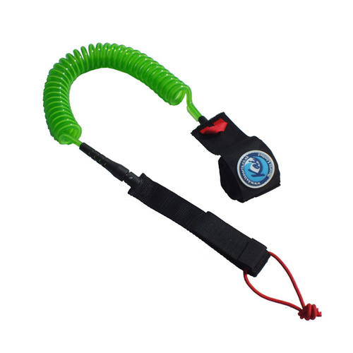 Kai 10 foot 8mm Pro Green Coiled SUP Ankle Leash